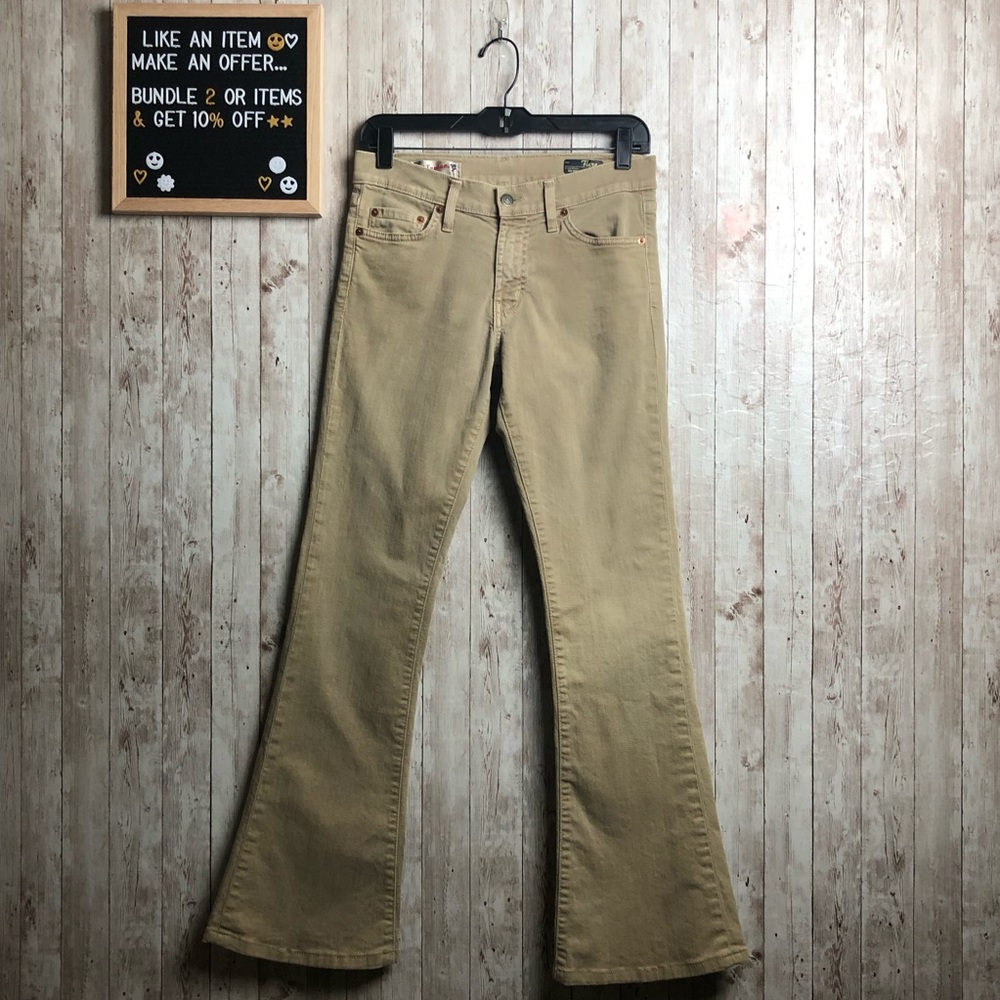 Red Engine Mid Rise Hip Slimming Flare Jeans, Tan